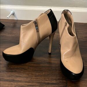 Guess by Marciano Tan and Black Stiletto Heeled Boots